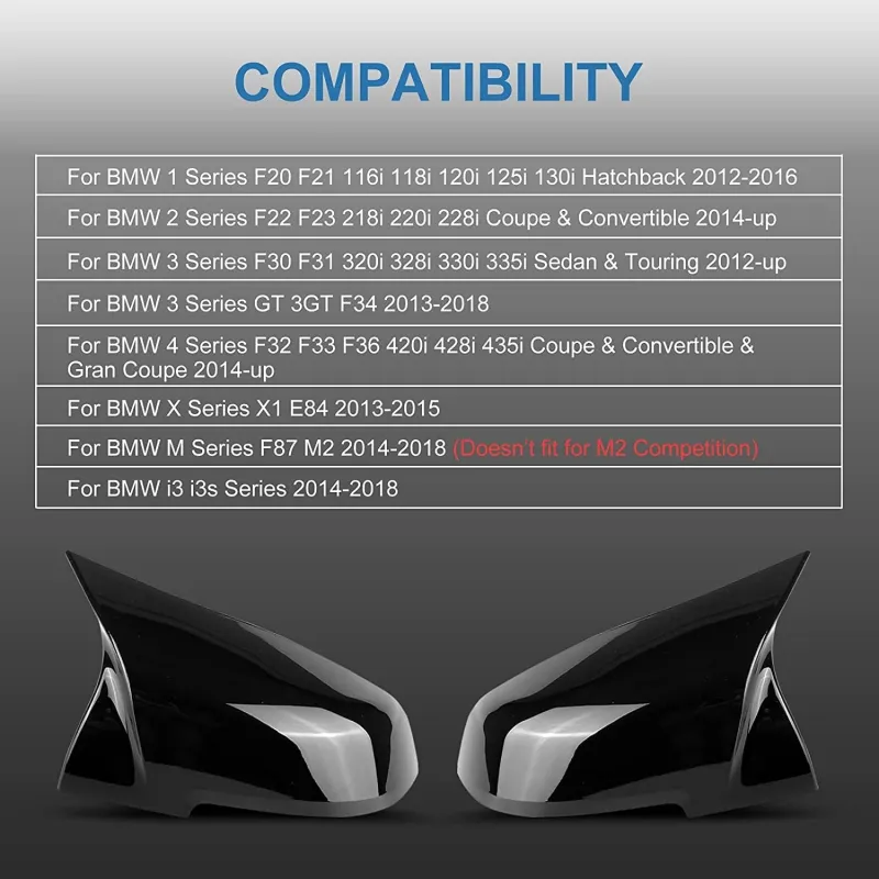 Комплект от 2бр. М Style капаци за странични огледала за BMW F20 F21 F22 F23 F30 F31 F32 F33 F34 F36 GT 3GT E84 E87 I3S - 5