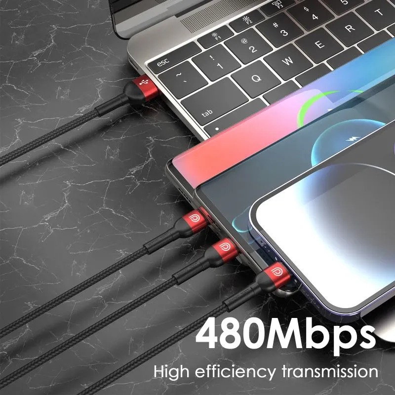 Кабел Phone Planet Универсален 3-в-1 USB кабел 1.2m - 5