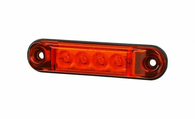 LED Светодиоден Габарит, Маркер, Токос, Червен, Овален, Е-Mark, 4 LED, 12V-24V, 8 см - 2