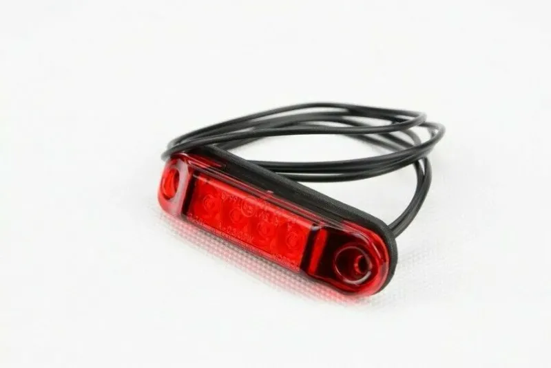 LED Светодиоден Габарит, Маркер, Токос, Червен, Овален, Е-Mark, 4 LED, 12V-24V, 8 см - 3