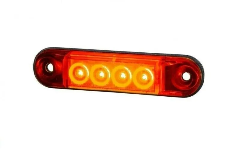 LED Светодиоден Габарит, Маркер, Токос, Червен, Овален, Е-Mark, 4 LED, 12V-24V, 8 см - 0