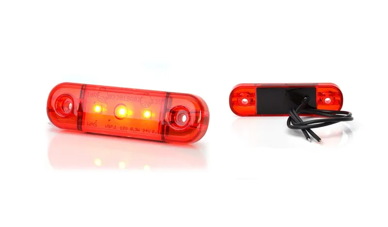 LED Светодиоден Габарит, Маркер, Токос, Червен, Е-Mark, 3 LED, 12V-24V, 8,4 см - 2