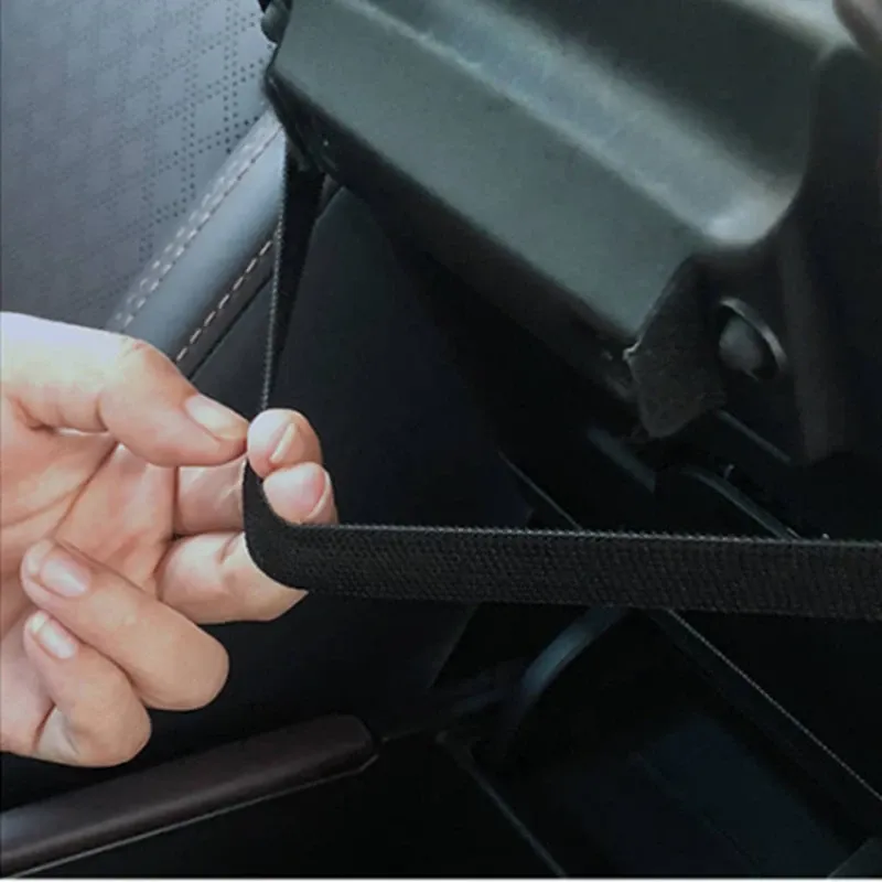 Универсален кожен калъф подложка за подлакътник на автомобил 29 cm x 17 cm черно с бял шев - 8