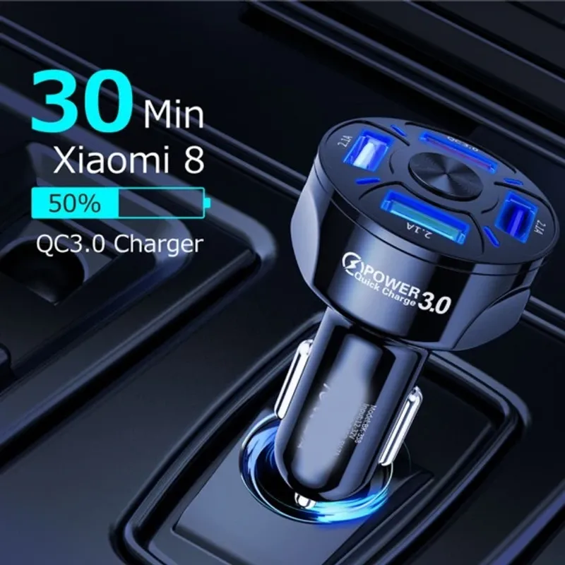 Универсално USB зарядно с 4 порта 12V-24V Quick Charge 3 - 1