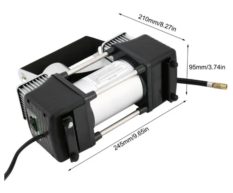 Компресор За Помпане На Гуми Двубутален Двуцилиндров Метален 12V 20A - 2
