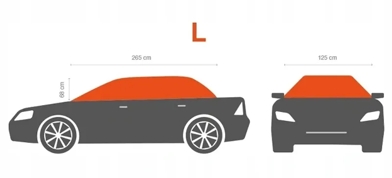 Водоустойчиво покривало полукалъф за автомобил размер L 265 cm x 125 cm сив CarPassion - 1