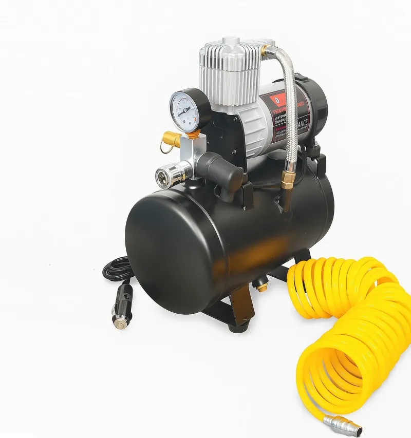 Преносим Компресор за помпане на гуми с маркуч – 12V, 15A, 3L, 150PSI, 60L/min - 0