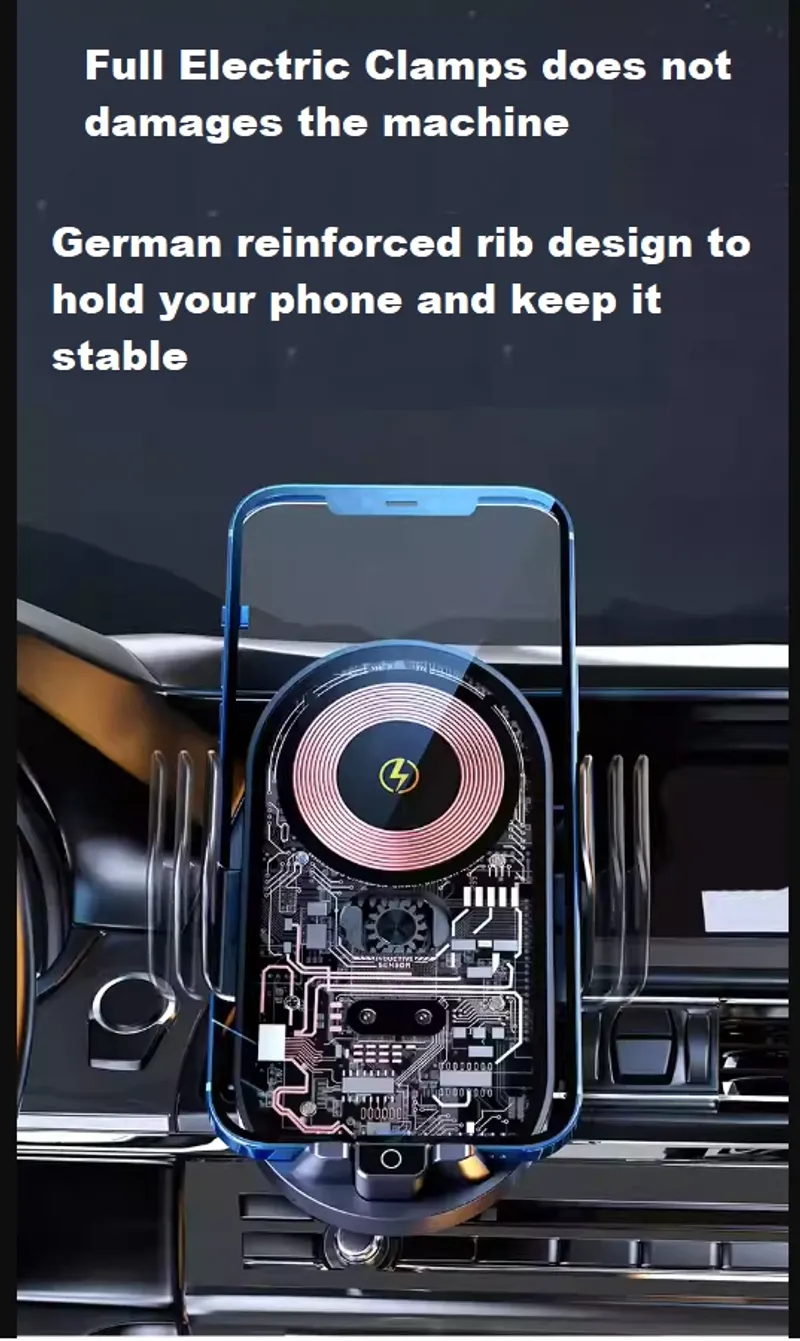 Smart Поставка стойка държач за телефон с безжично зарядно Wireless Charger за автомобил - 11