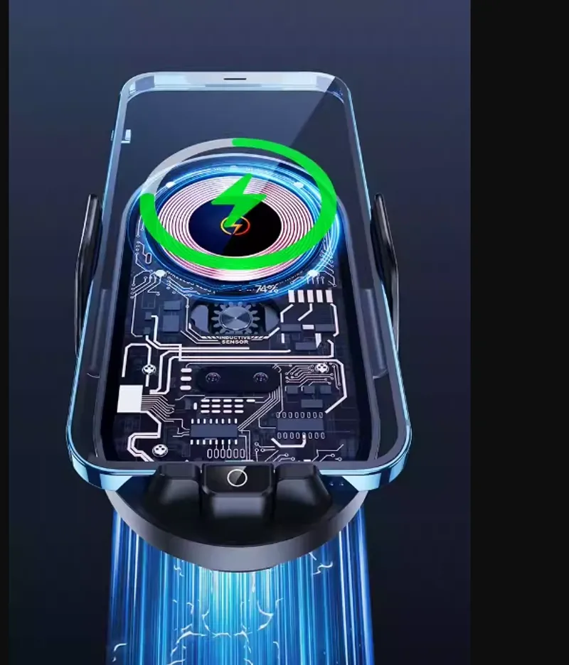 Smart Поставка стойка държач за телефон с безжично зарядно Wireless Charger за автомобил - 1