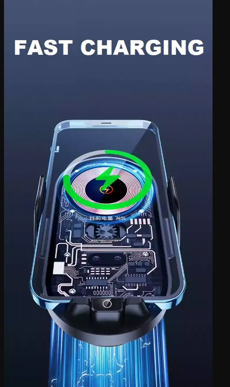 Smart Поставка стойка държач за телефон с безжично зарядно Wireless Charger за автомобил - 5