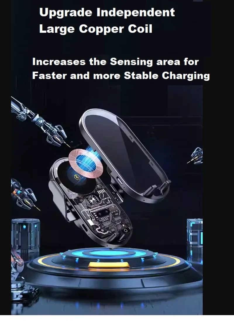 Smart Поставка стойка държач за телефон с безжично зарядно Wireless Charger за автомобил - 9