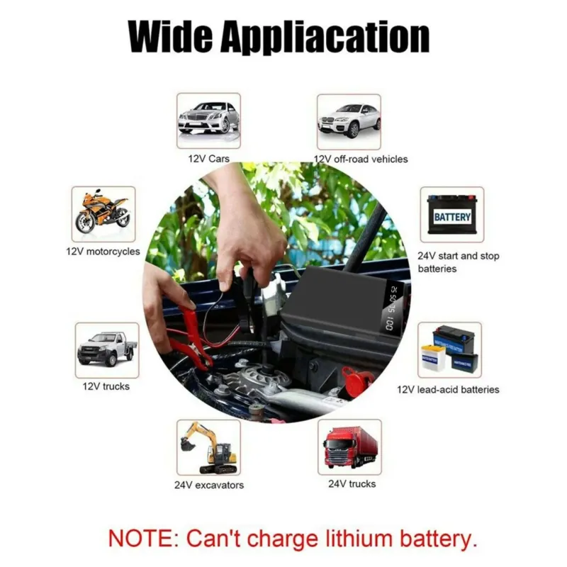 Стартерно, зарядно устройство за акумулатори 1000A, 12V, 10 000mAh - 7
