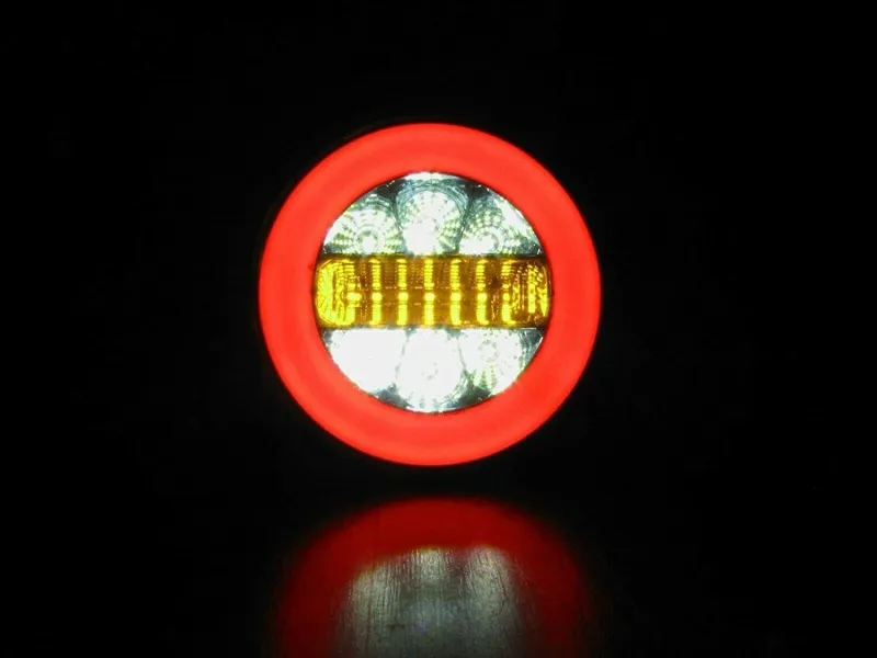 1 брой кръгли LED ЛЕД светодиодни стопове задна светлина с Neon неон ефект тип хамбургер 12V Ø14 см - 1