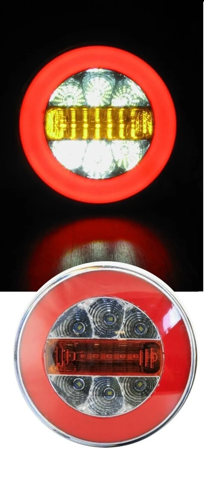 1 брой кръгли LED ЛЕД светодиодни стопове задна светлина с Neon неон ефект тип хамбургер 12V Ø14 см - 0