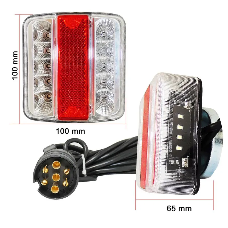12V LED стопове пет функции за ремаркета и колесари с магнит кабел - 3