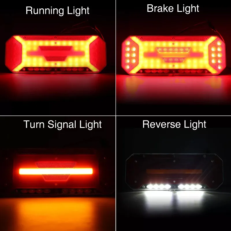 Комплект Диодни Лед LED Стопове 5 функции с Динамичен Бягащ Мигач 12 - 24V 346mm x 130mm - 6