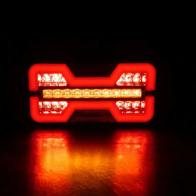 Комплект LED Лед Диодни Стопове, Ляв и Десен, Неон Ефект, Динамичен Бягащ  Мигач, 12V - 24V, E-Mark - 4
