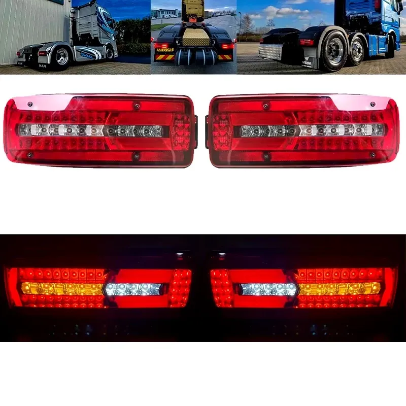 Комплект Ляв и Десен LED стопове Man Ман TGX 24V с 8 функции подходящи за Ремарке Караванa Бус Тир Камион - 6