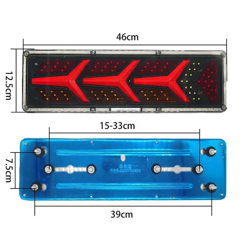 Комплект Ляв + Десен Мултифункционални Диодни LED Лед Стопове с Динамичен Мигач Неон Neon Ефект 46cm х 12.5cm 24V За Бус Камион Тир Ремарке Караванa и др. - 6