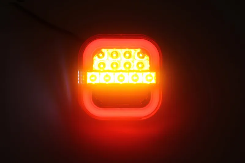 Комплект от 2 броя LED Диодни стопове стоп задни светлини динамичен мигач 12V-24V за бус камион ТИР ремарке каравана платформа Неон Neon Ефект 95 X 97 X 34 mm - 12