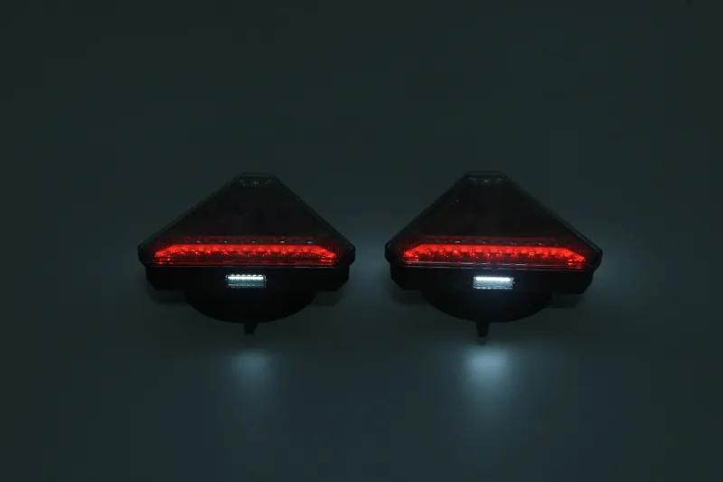 Комплект Безжични Преносими Диодни Лед Led Стопове Wireless с Магнит и Вендуза Неон Neon Ефект Иновационен дизайн триъгълна форма 12V за Ремарке Каравана Платформа и др. - 8