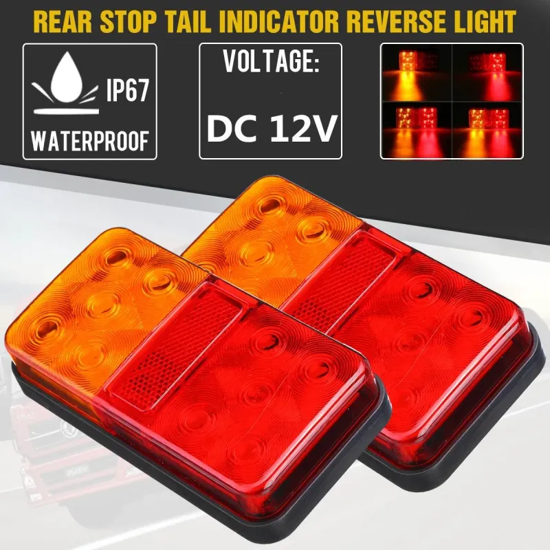 Комплект от 2 броя LED Лед Диодни Стопове Стоп Задна Светлина Slim 12V За Камион Ремарке Бус Ван Каравана и др. 15 cm x 8 cm - 0