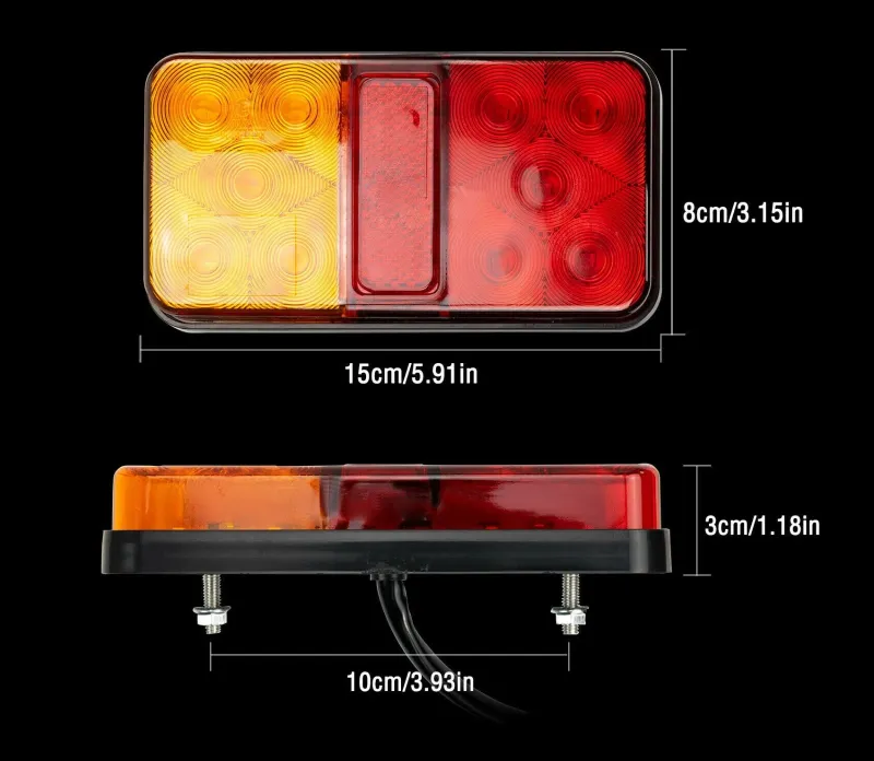 Комплект от 2 броя LED Лед Диодни Стопове Стоп Задна Светлина Slim 12V За Камион Ремарке Бус Ван Каравана и др. 15 cm x 8 cm - 6