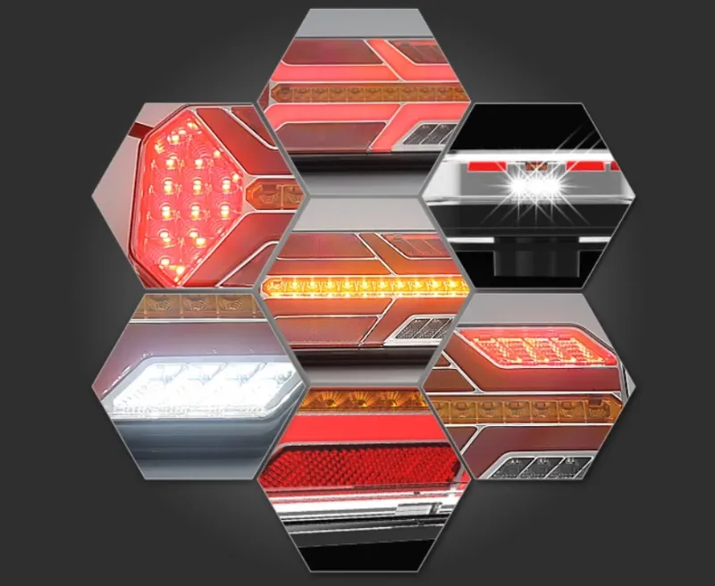 Комплект LED ЛЕД Диодни Стопове, Динамичен Мигач, 7 Функции, 12/24V - 2