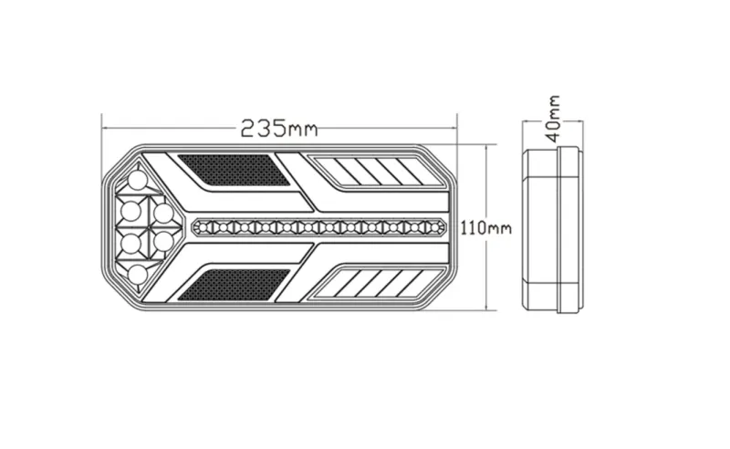 Комплект LED ЛЕД Диодни Стопове, Динамичен Мигач, 7 Функции, 12/24V - 4