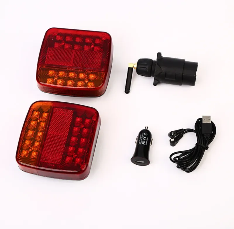 Безжични Wireless Лед Led Стопове с Магнит 12V 24V за Ремарке Каравана Платформа 5 Функции - 9