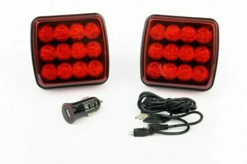 Безжични Wireless стопове стоп светлина с Mагнит 12-24v Лед Led Червени Светлини за Ремарке - 10