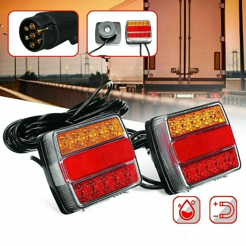 Комплект LED Лед Диодни Стопове 12V с Магнит и Окабеляване, 5 Функции, за Ремаркета, Колесари, Платформи, МПС - 0