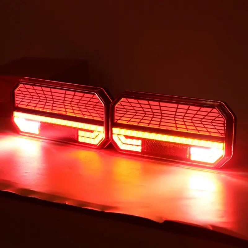 Комплект Ляв + Десен Мултифункционални Диодни LED Лед Стопове с Бягащ Мигач Неон Neon Ефект 12V - 24V 235mm X 110mm X 30mm E9 За Бус Камион Тир Ремарке Караванa - 10