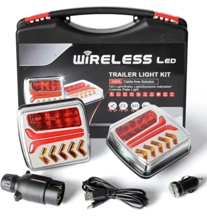 Безжични Wireless Led Лед стопове стоп светлина с магнит 12V - 24V за ремарке каравана кемпер колесар - 0