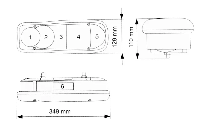Комплект Стопове с Букса 35cm x 13 cm за бус камион тир ремарке караванa платформа 12V -24V с крушки 6 функции - 0
