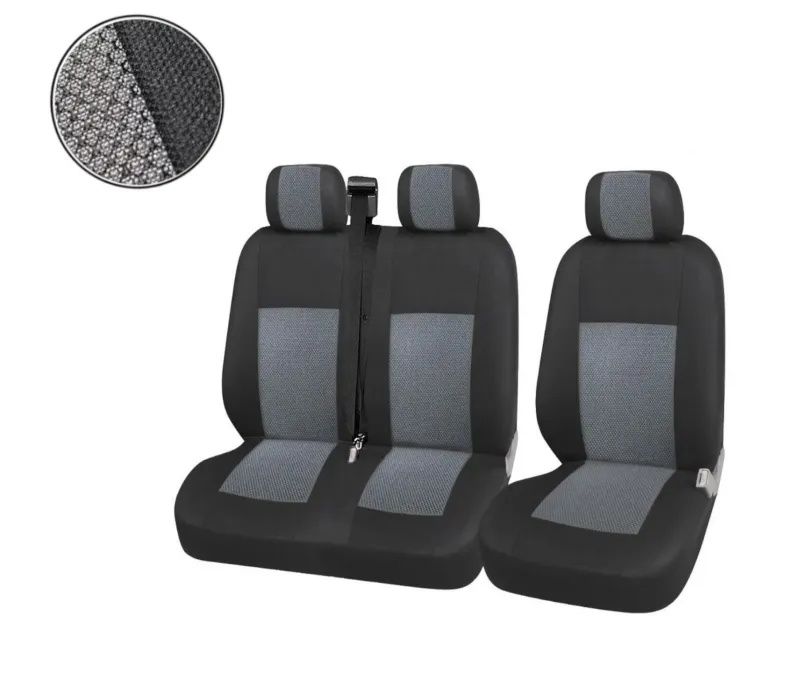 2+1 Лукс Калъфи В Сиво За Седалки за Mercedes Sprinter Vito Vw Crafter T5 Ford Transit Peugeot Iveco Премиум Плат - 1